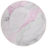 Homeroots 8' Round Gray And Pink Round Abstract Washable Non Skid Indoor Outdoor Area Rug Pink Polyester 560189