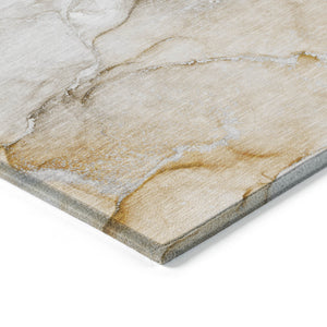 Homeroots 8' Runner Brown Abstract Washable Non Skid Indoor Outdoor Runner Rug Brown Polyester 560194