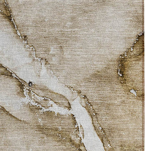 Homeroots 8' Runner Brown Abstract Washable Non Skid Indoor Outdoor Runner Rug Brown Polyester 560194