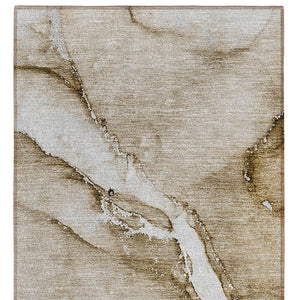 Homeroots 8' Runner Brown Abstract Washable Non Skid Indoor Outdoor Runner Rug Brown Polyester 560194