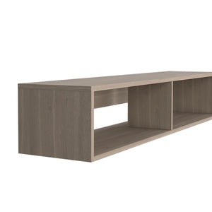 English Elm Warrior Floating TV Stand 59" Wall Shelf with Two Open Shelves, Cable Management, Sturdy 50lb Capacity Light Gray 65 L x 18 W x 3.6 H B070P224230