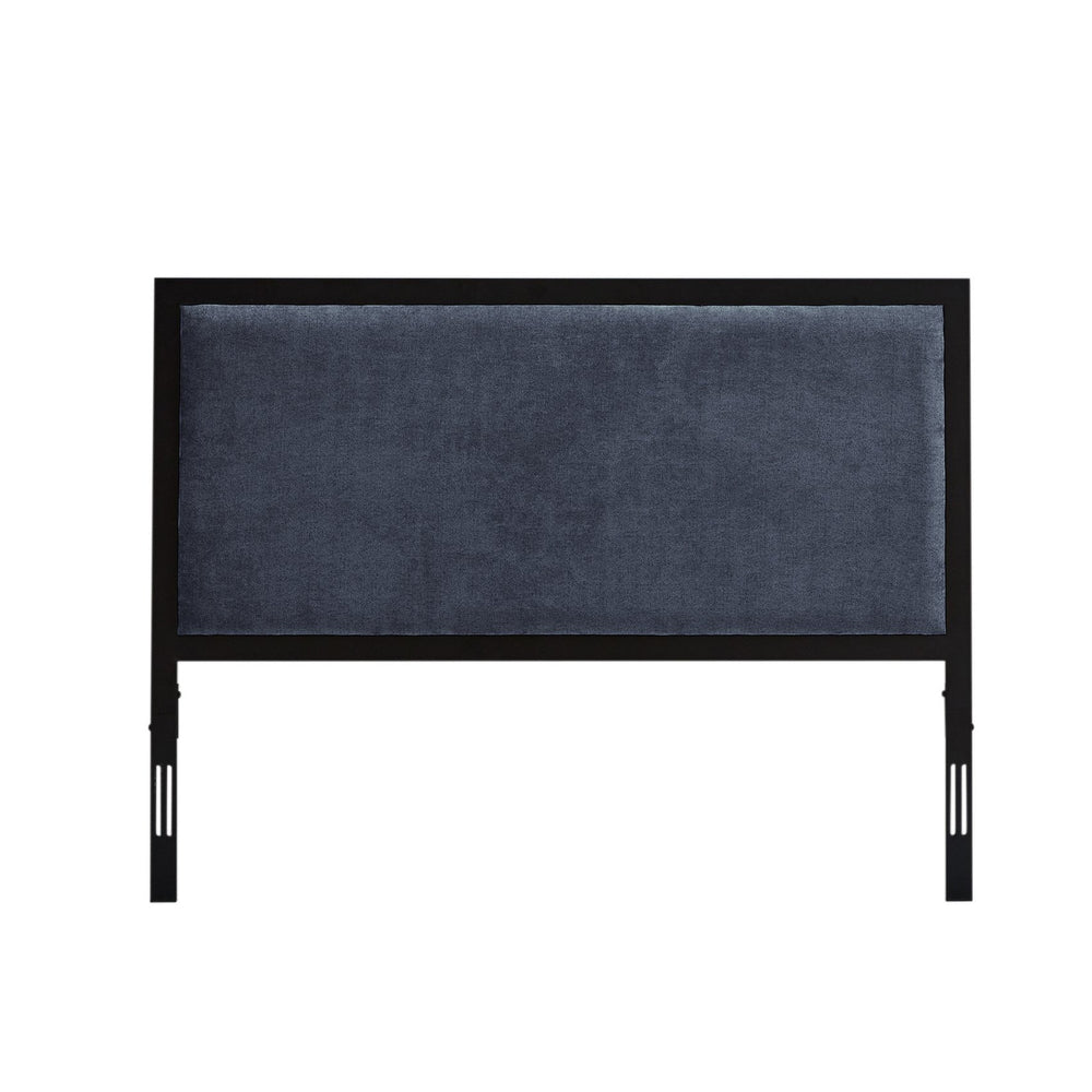 English Elm Metal Upholstered Headboard Queen Navy with Metal Trim, 26" Padded Height, Spot-Clean, Modern Chic B350P394947