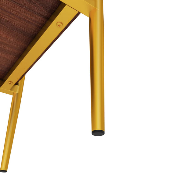 English Elm Set Of 2 Modern Rectangle End Tables With Tempered Glass Top, Mdf Shelf & Sturdy Iron Legs W241P184248-GIGA