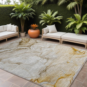 Homeroots 10' X 14' Brown Abstract Washable Non Skid Indoor Outdoor Area Rug Brown Polyester 560201