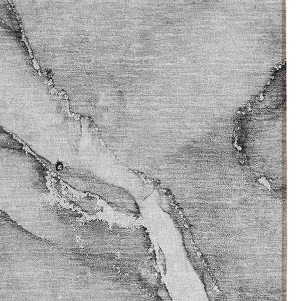 Homeroots 8' Runner Gray Abstract Washable Non Skid Indoor Outdoor Runner Rug Gray Polyester 560203