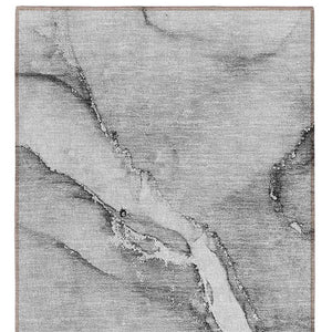 Homeroots 8' Runner Gray Abstract Washable Non Skid Indoor Outdoor Runner Rug Gray Polyester 560203