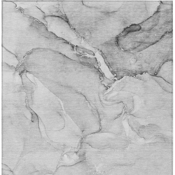 Homeroots 3' X 5' Gray Abstract Washable Non Skid Indoor Outdoor Area Rug Gray Polyester 560205