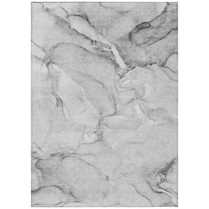 Homeroots 3' X 5' Gray Abstract Washable Non Skid Indoor Outdoor Area Rug Gray Polyester 560205