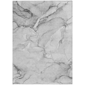 Homeroots 8' X 10' Gray Abstract Washable Non Skid Indoor Outdoor Area Rug Gray Polyester 560208