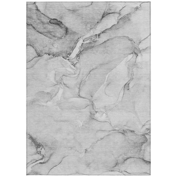 Homeroots 10' X 14' Gray Abstract Washable Non Skid Indoor Outdoor Area Rug Gray Polyester 560210