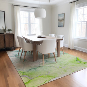 HomeRoots 5' Modern Abstract Brown Washable Non-Skid Area Rug for Indoor or Outdoor High-Traffic Spaces 10' X 14' 560219