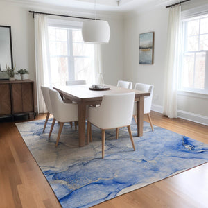 Homeroots 9' Brown Abstract Washable Area Rug - Stylish Non-skid Design Perfect For Indoor And Outdoor Spaces 3' X 5' Polyester 560223