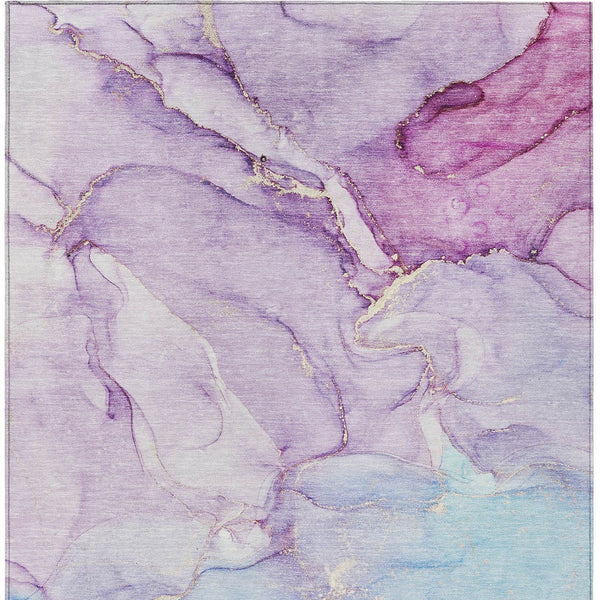 Homeroots 3' X 5' Purple Abstract Washable Non Skid Indoor Outdoor Area Rug Purple Polyester 560232