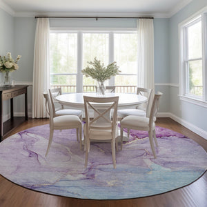 HomeRoots 5' Modern Abstract Brown Washable Non-Skid Area Rug for Indoor or Outdoor High-Traffic Spaces 8' Round 560234