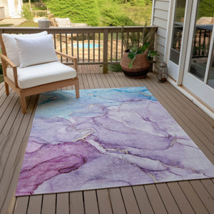 Homeroots 10' X 14' Purple Abstract Washable Indoor Outdoor Area Rug Purple Polyester 560237