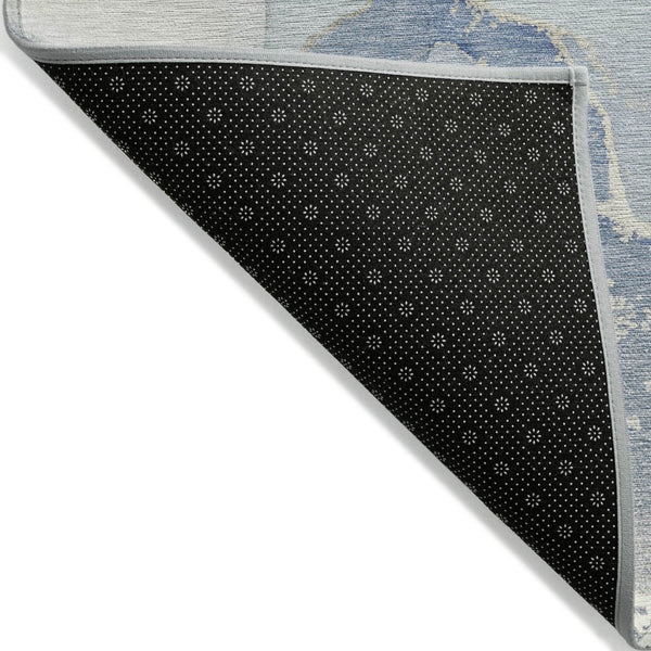 HomeRoots 5' Abstract Blue and Green Washable Area Rug – Durable Indoor Outdoor Design for Modern Spaces 5' X 8' 560242