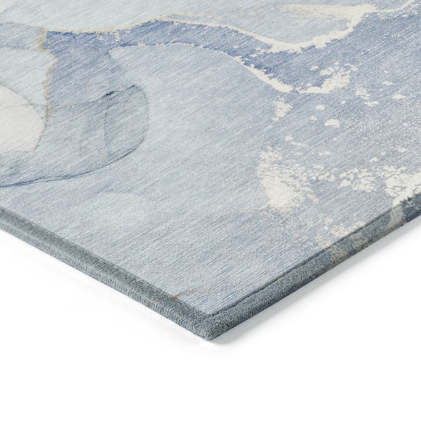 HomeRoots 5' Abstract Blue and Green Washable Area Rug – Durable Indoor Outdoor Design for Modern Spaces 9' X 12' 560245