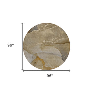 Homeroots 8' X 8' Brown Round Abstract Washable Indoor Outdoor Area Rug Brown Polyester 560252