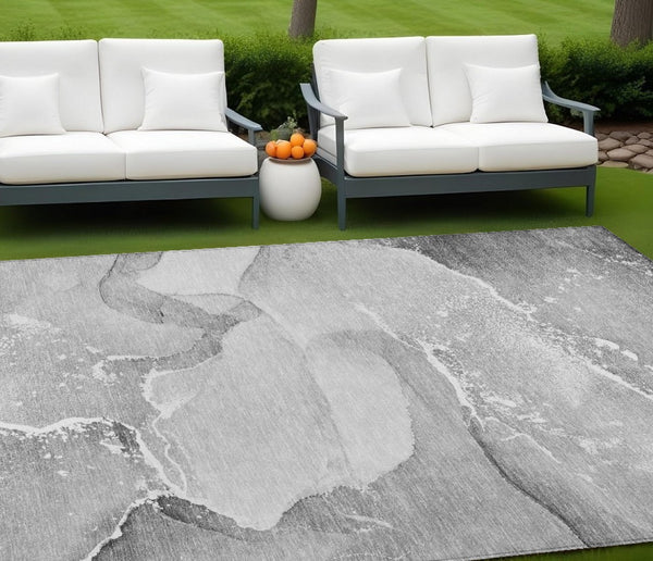 HomeRoots 5' Abstract Blue and Green Washable Area Rug – Durable Indoor Outdoor Design for Modern Spaces 9' X 12' 560263