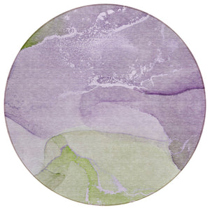 HomeRoots 5' Abstract Blue and Green Washable Area Rug – Durable Indoor Outdoor Design for Modern Spaces 8' Round 560270