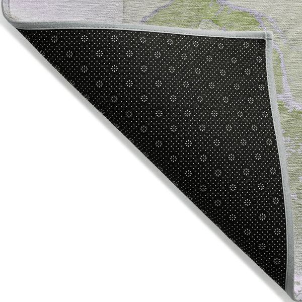 HomeRoots 5' Abstract Blue and Green Washable Area Rug – Durable Indoor Outdoor Design for Modern Spaces 8' Round 560270
