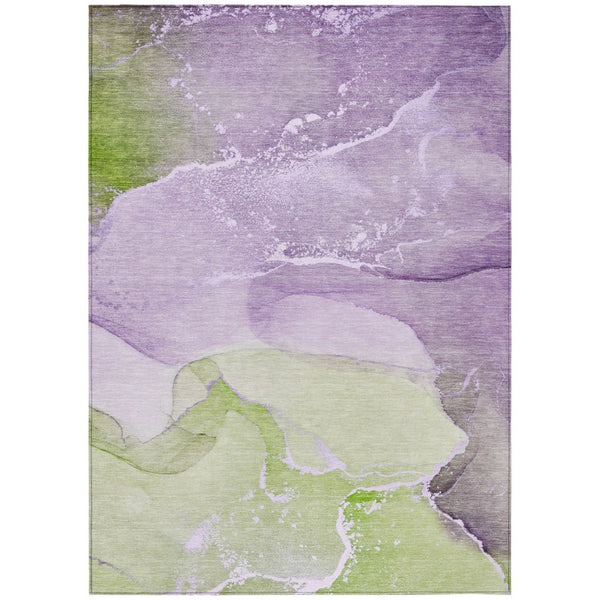 HomeRoots 5' Abstract Blue and Green Washable Area Rug – Durable Indoor Outdoor Design for Modern Spaces 8' X 10' 560271