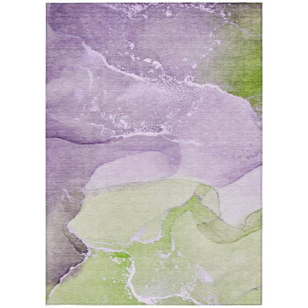 HomeRoots 5' Abstract Blue and Green Washable Area Rug – Durable Indoor Outdoor Design for Modern Spaces 9' X 12' 560272