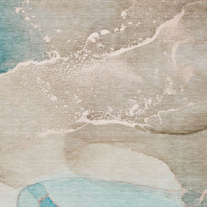 Homeroots 8' Stylish Brown Beige And Gold Abstract Washable Indoor-outdoor Area Rug For Modern Spaces 3' X 5' Polyester 560277