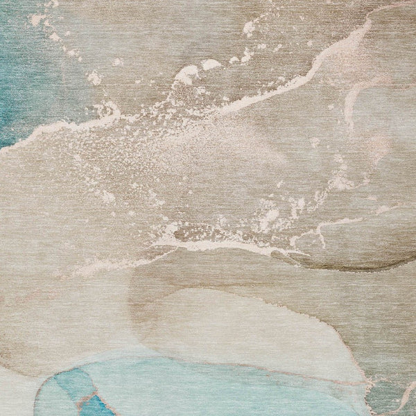 Homeroots 8' Stylish Brown Beige And Gold Abstract Washable Indoor-outdoor Area Rug For Modern Spaces 3' X 5' Polyester 560277