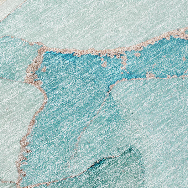 Homeroots 5' X 8' Teal Abstract Washable Non Skid Indoor Outdoor Area Rug Teal Polyester 560278