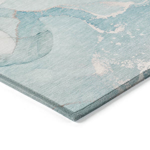 HomeRoots 5' Abstract Blue and Green Washable Area Rug – Durable Indoor Outdoor Design for Modern Spaces 8' X 10' 560280