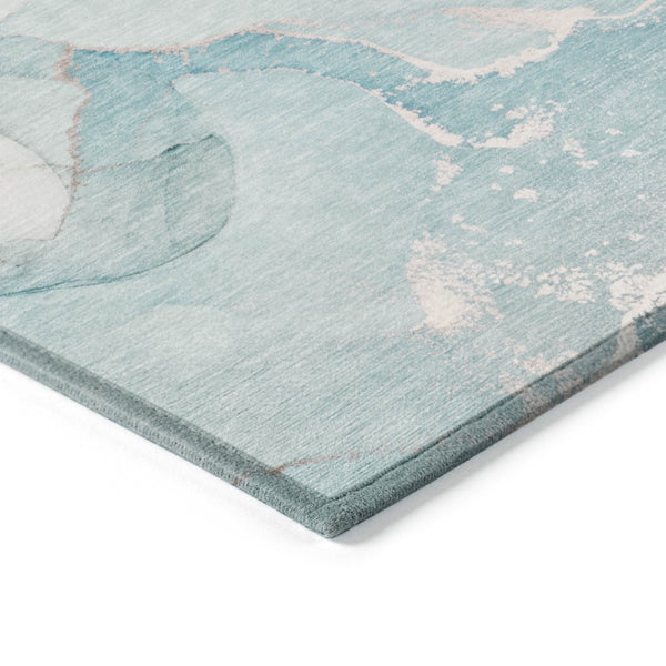 HomeRoots 5' Abstract Blue and Green Washable Area Rug – Durable Indoor Outdoor Design for Modern Spaces 8' X 10' 560280