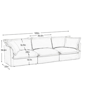 English Elm Slipcovered Modern 3-Seater Sofa - Plush Chenille Fabric Couch With Removable Covers & Big Pillows W3041S00051-GIGA