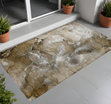 Homeroots 3' X 5' Brown And Gray Abstract Washable Non Skid Indoor Outdoor Area Rug Brown Polyester 560286