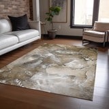 Homeroots 3' X 5' Brown And Gray Abstract Washable Non Skid Indoor Outdoor Area Rug Brown Polyester 560286