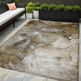 Homeroots 5' X 8' Brown And Gray Abstract Washable Non Skid Indoor Outdoor Area Rug Brown Polyester 560287