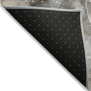 HomeRoots 5' Brown and Gray Abstract Area Rug - Washable, Non-Skid, Indoor-Outdoor Rug for High-Traffic Areas 10' X 14' 560291