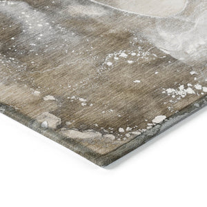 HomeRoots 5' Brown and Gray Abstract Area Rug - Washable, Non-Skid, Indoor-Outdoor Rug for High-Traffic Areas 10' X 14' 560291