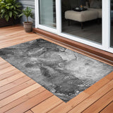 Homeroots 3' X 5' Gray Abstract Washable Non Skid Indoor Outdoor Area Rug Gray Polyester 560295