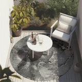 Homeroots 8' Round Gray Round Abstract Washable Non Skid Indoor Outdoor Area Rug Gray Polyester 560297