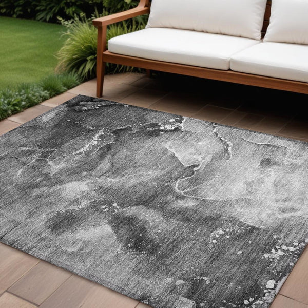 HomeRoots 5' Brown and Gray Abstract Area Rug - Washable, Non-Skid, Indoor-Outdoor Rug for High-Traffic Areas 8' X 10' 560298