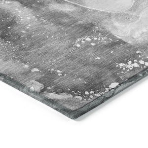 HomeRoots 5' Brown and Gray Abstract Area Rug - Washable, Non-Skid, Indoor-Outdoor Rug for High-Traffic Areas 8' X 10' 560298