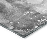 Homeroots 9' X 12' Gray Abstract Washable Non Skid Indoor Outdoor Area Rug Gray Polyester 560299