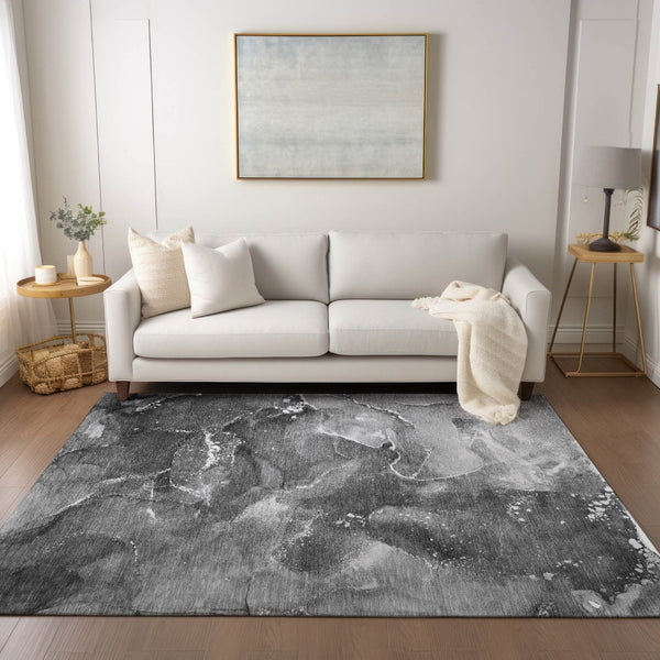 HomeRoots 5' Brown and Gray Abstract Area Rug - Washable, Non-Skid, Indoor-Outdoor Rug for High-Traffic Areas 9' X 12' 560299