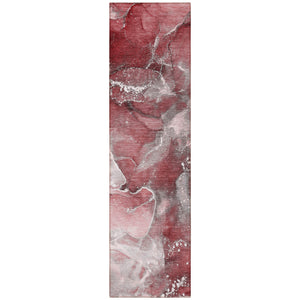 Homeroots 8' Runner Merlot Abstract Washable Non Skid Indoor Outdoor Runner Rug Merlot Polyester 560302
