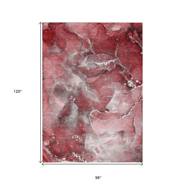 HomeRoots 5' Brown and Gray Abstract Area Rug - Washable, Non-Skid, Indoor-Outdoor Rug for High-Traffic Areas 8' X 10' 560307