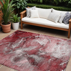 HomeRoots 5' Brown and Gray Abstract Area Rug - Washable, Non-Skid, Indoor-Outdoor Rug for High-Traffic Areas 9' X 12' 560308