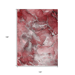 Homeroots 10' X 14' Merlot Abstract Washable Non Skid Indoor Outdoor Area Rug Merlot Polyester 560309