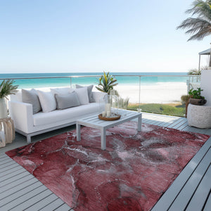 Homeroots 10' X 14' Merlot Abstract Washable Non Skid Indoor Outdoor Area Rug Merlot Polyester 560309