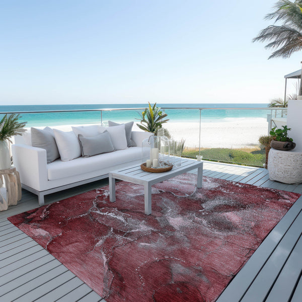 Homeroots 10' X 14' Merlot Abstract Washable Non Skid Indoor Outdoor Area Rug Merlot Polyester 560309